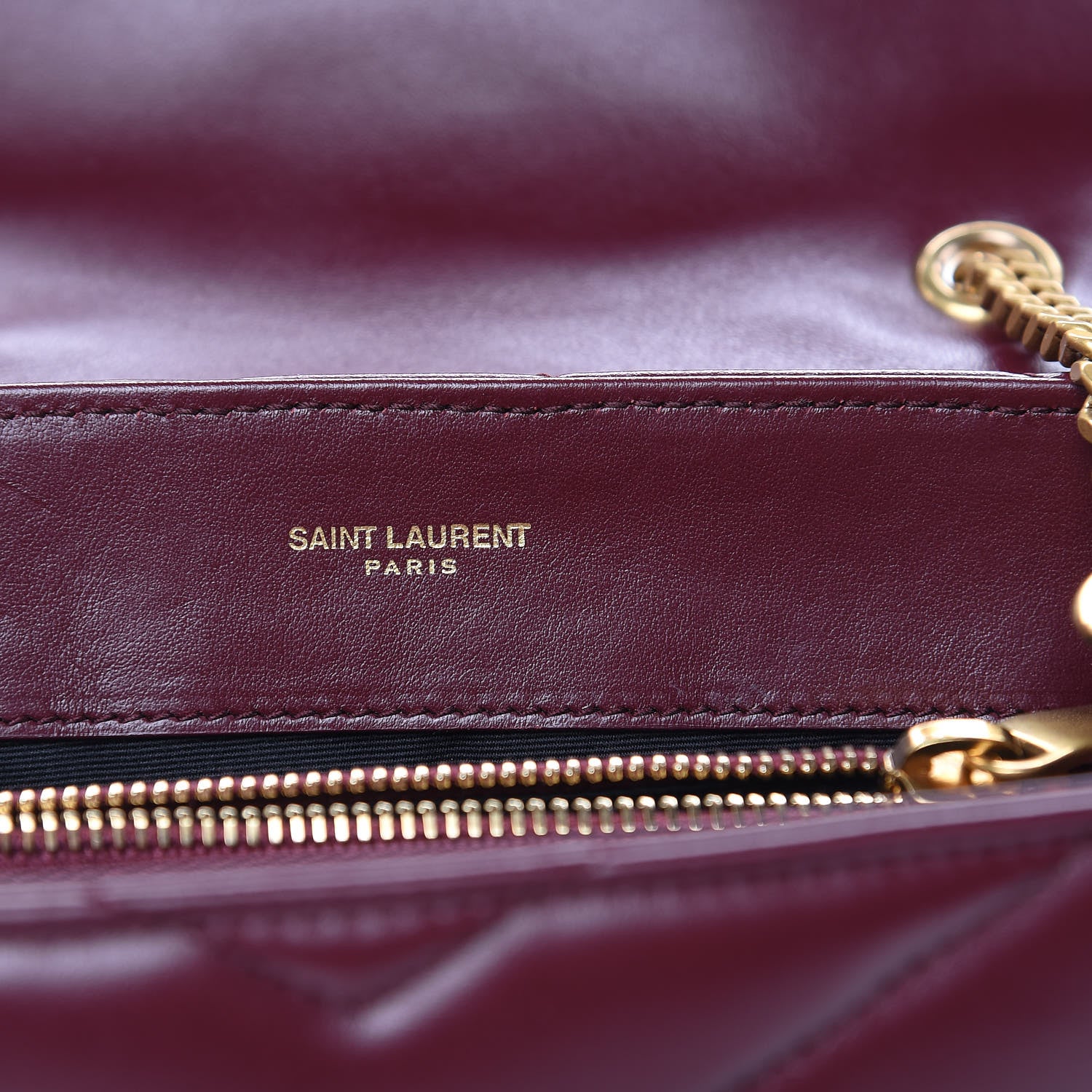 Saint Laurent Calfskin Y Quilted Monogram Small Loulou Chain Satchel Dark Legion Red 7 of 11