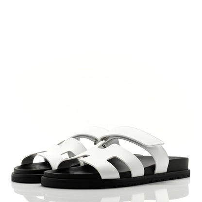 Hermes Calfskin Womens Chypre Sandals 38.5 White 3 of 9