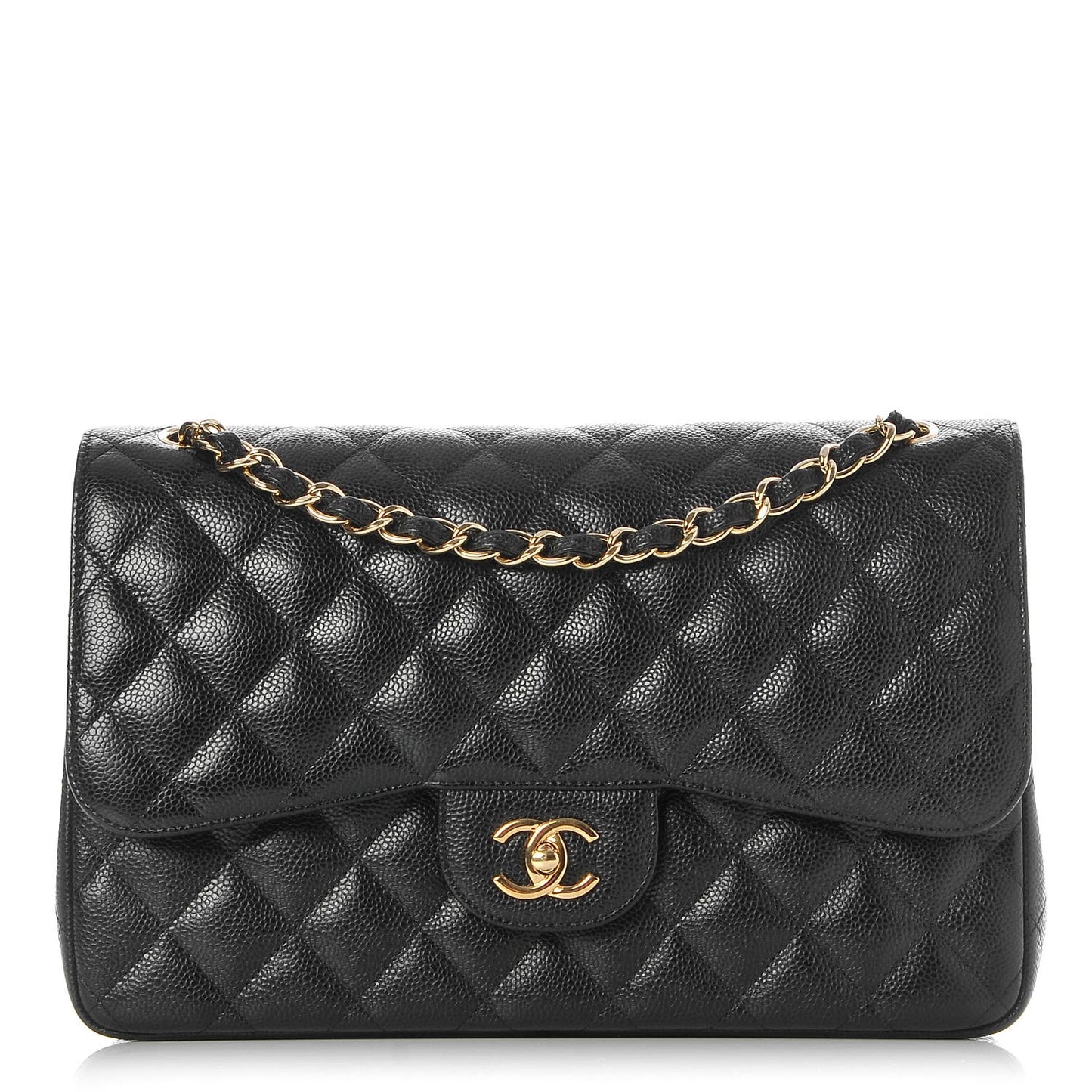 Caviar Quilted Jumbo Double Flap Black