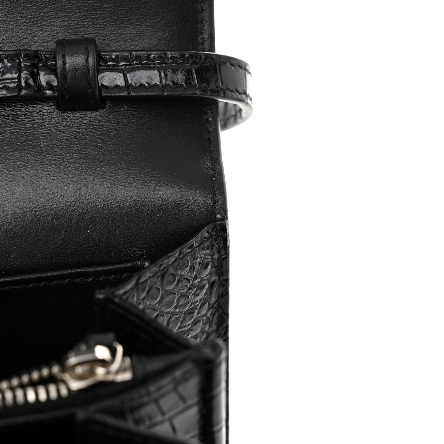 Calfskin Crocodile Embossed Monogram Uptown Crossbody Black