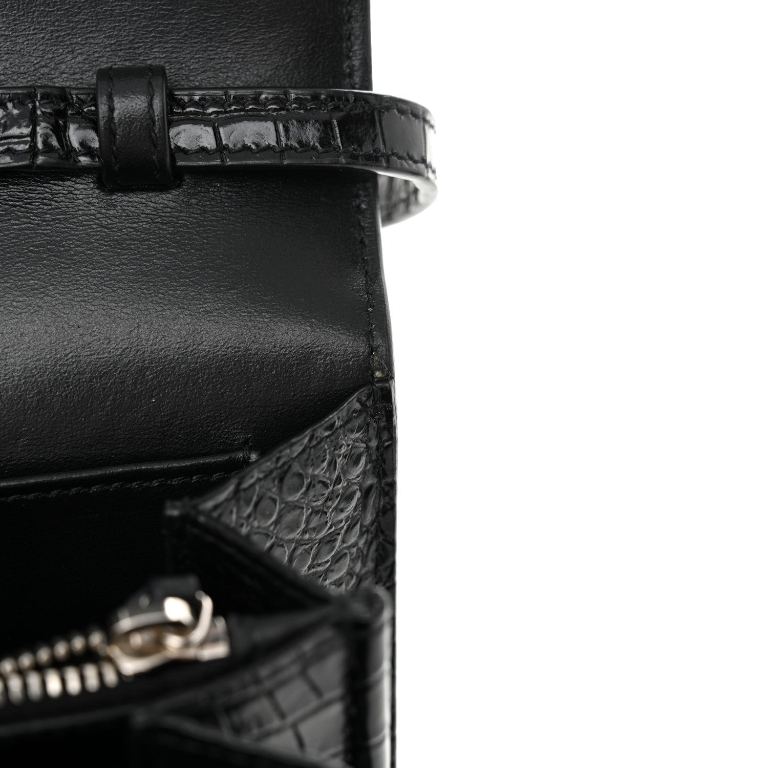 Saint Laurent Calfskin Crocodile Embossed Monogram Uptown Crossbody Black 11 of 11
