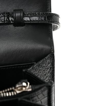 Saint Laurent Calfskin Crocodile Embossed Monogram Uptown Crossbody Black 11 of 11