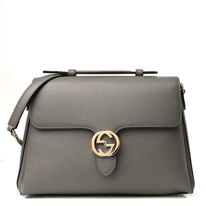 Gucci Dollar Calfskin Medium Interlocking G Top Handle Shoulder Bag Loess 1 of 9