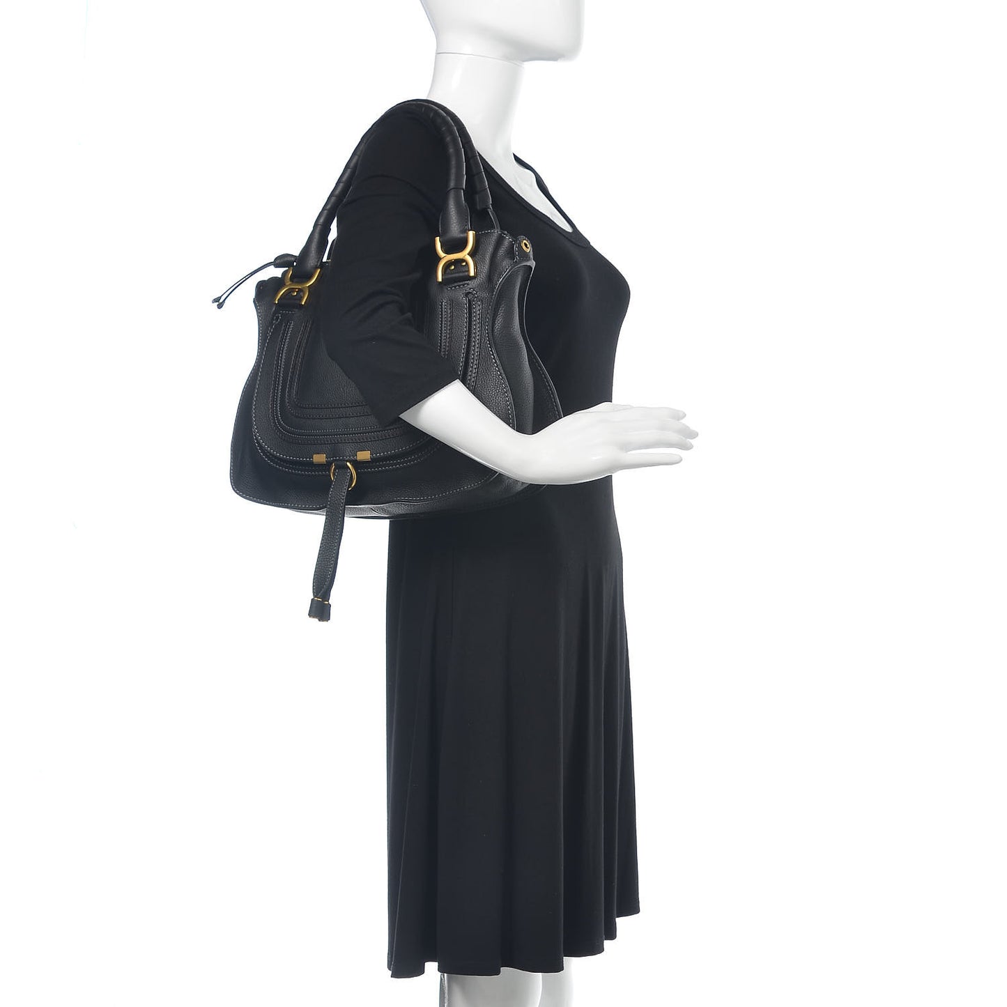 Calfskin Medium Marcie Satchel Black