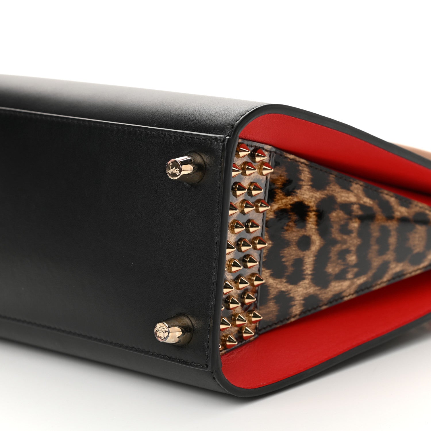 Christian Louboutin Calfskin Patent Leopard Studded Small Paloma Black 9 of 11