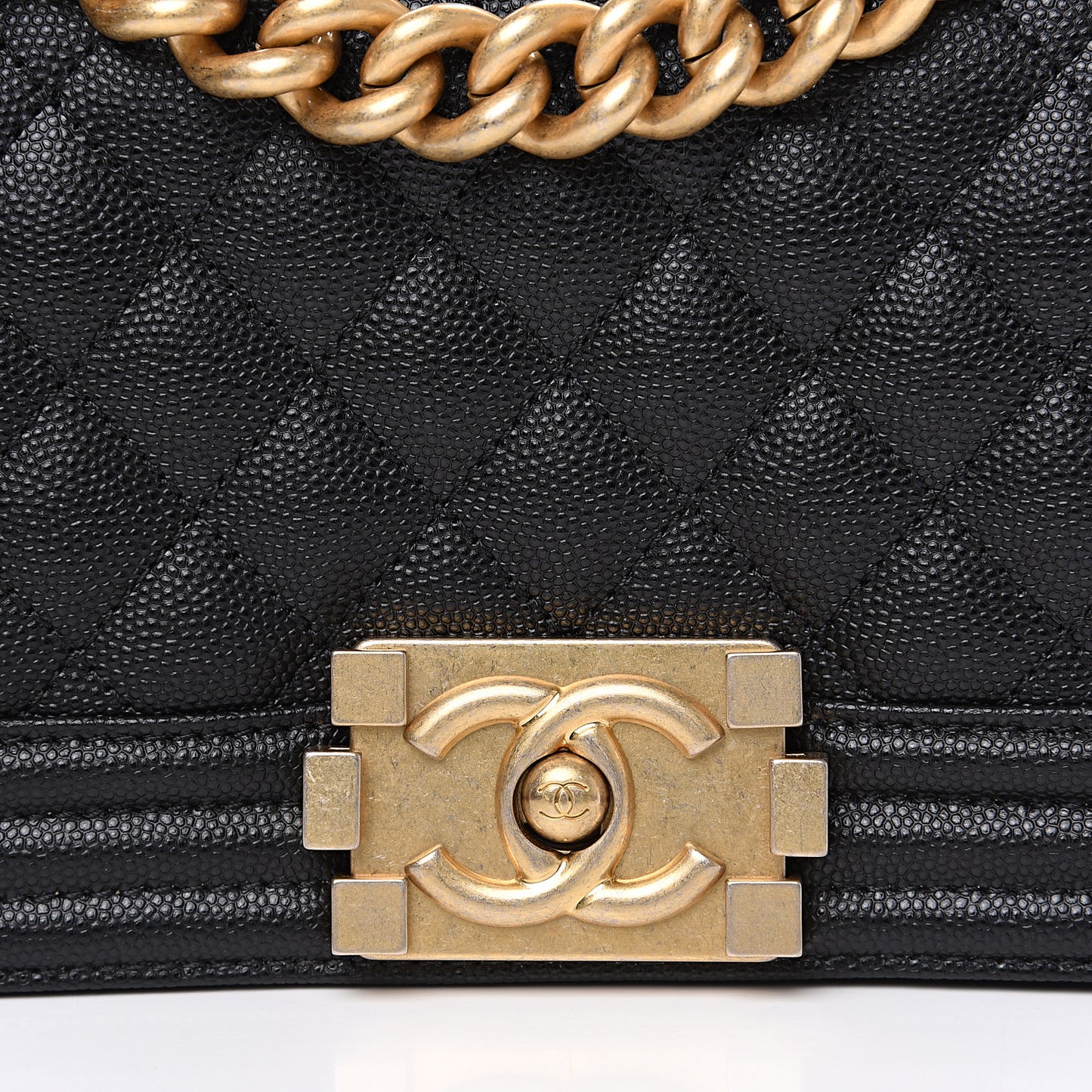 Caviar Quilted Small Boy Flap Black