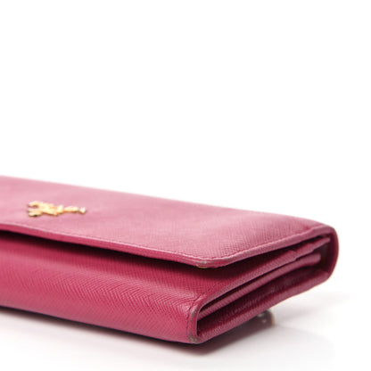 Prada Saffiano Metal Continental Flap Wallet Peonia 8 of 11