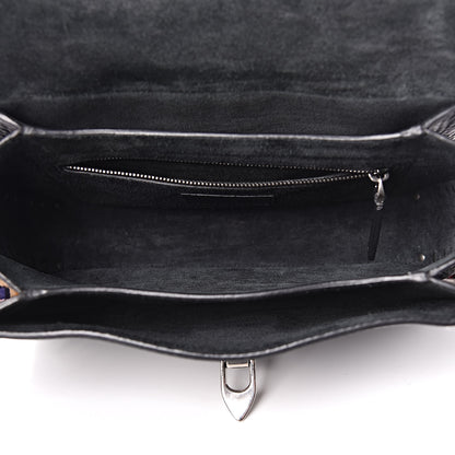 Valentino Garavani Pebbled Calfskin Turquoise Medium Guitar Strap Rockstud Rolling Flap Saddle Bag Black 7 of 17