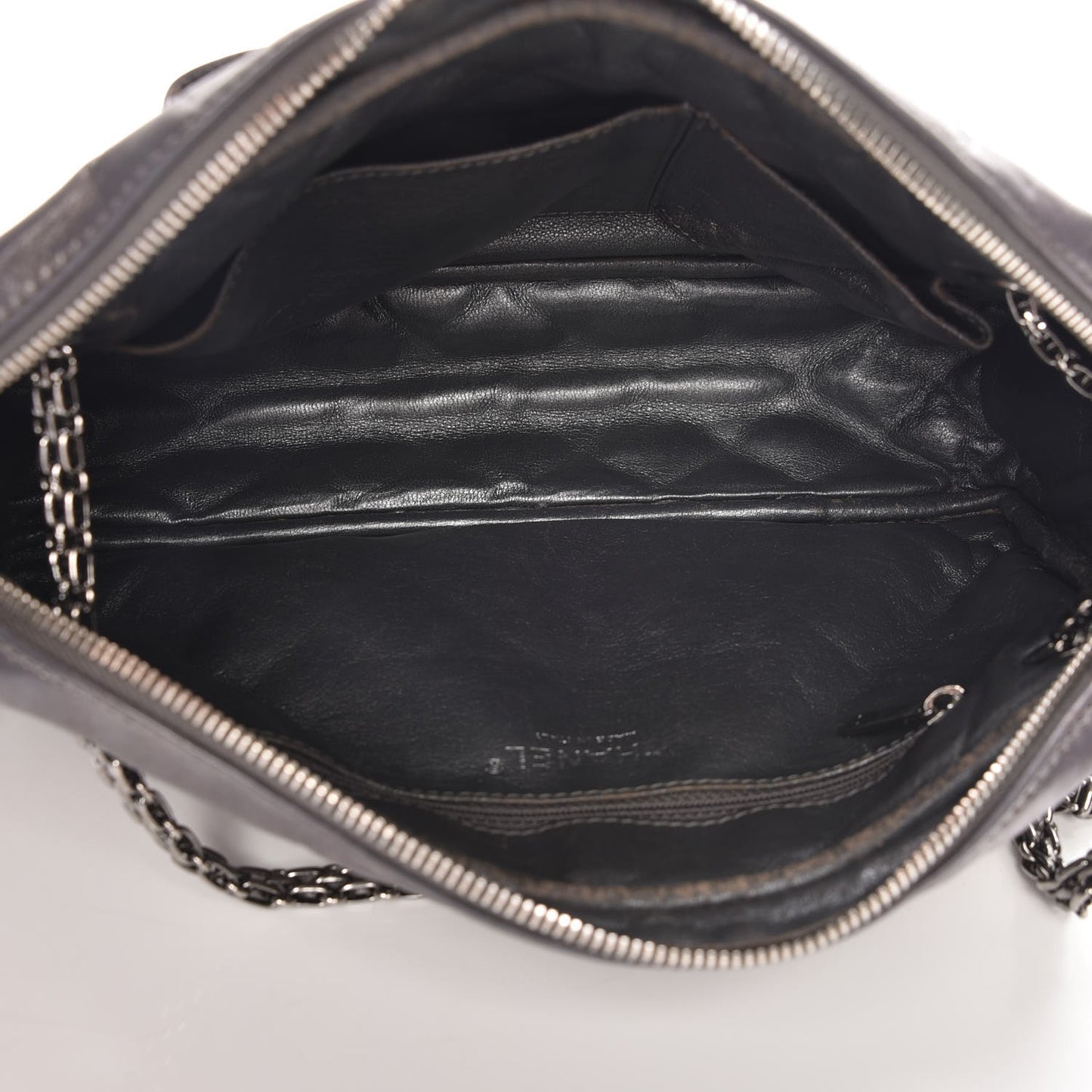 Metallic Aged Calfskin Quilted Medium Reissue Camera Case Dark Silver