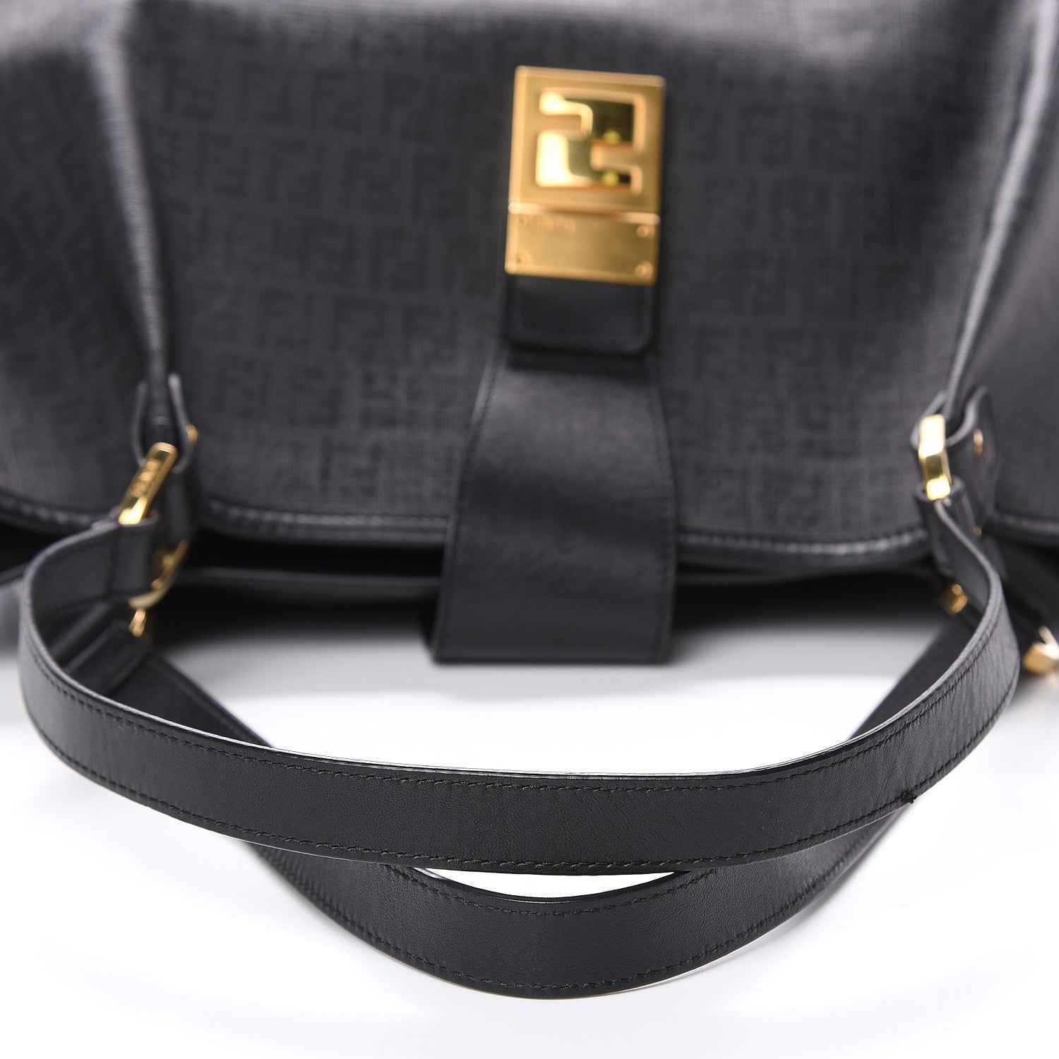 Fendi Zucchino Spalmati Vitello Medium Chiusura Tote Black 10 of 12
