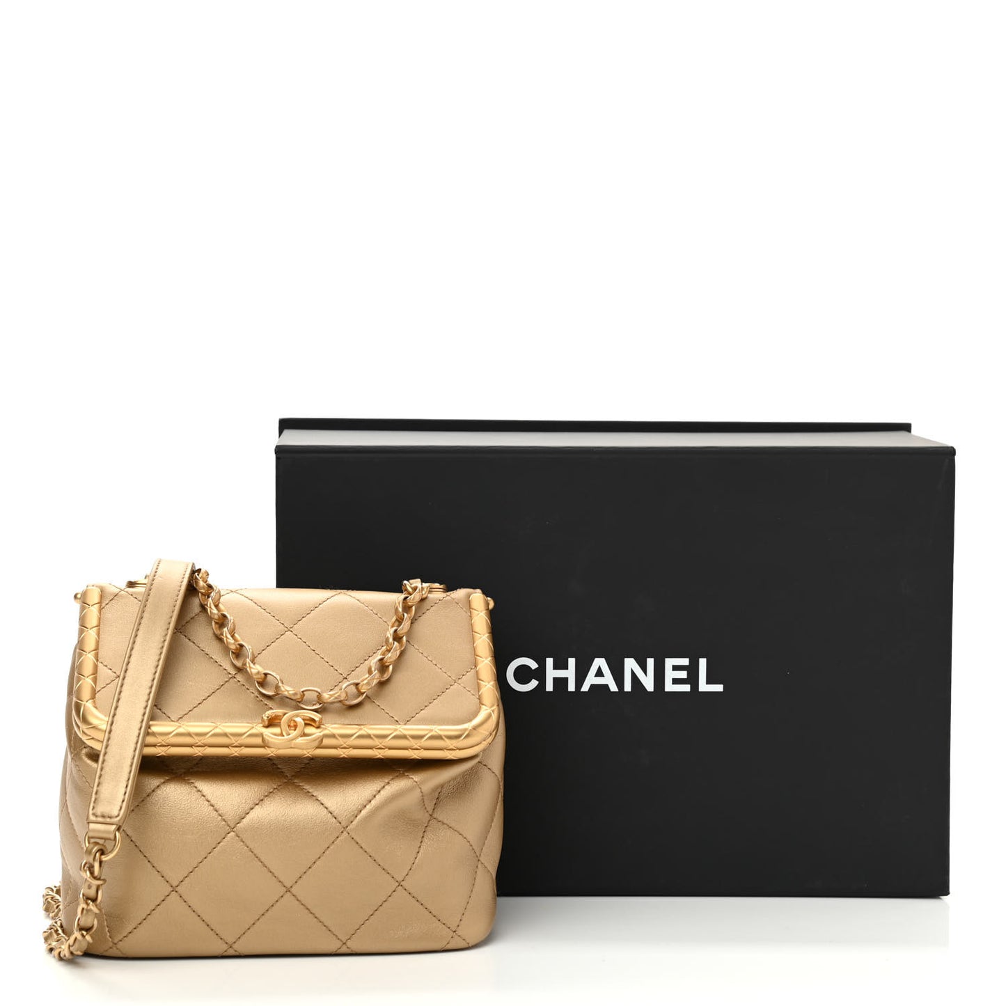 Metallic Lambskin Quilted My Crush Bag Gold