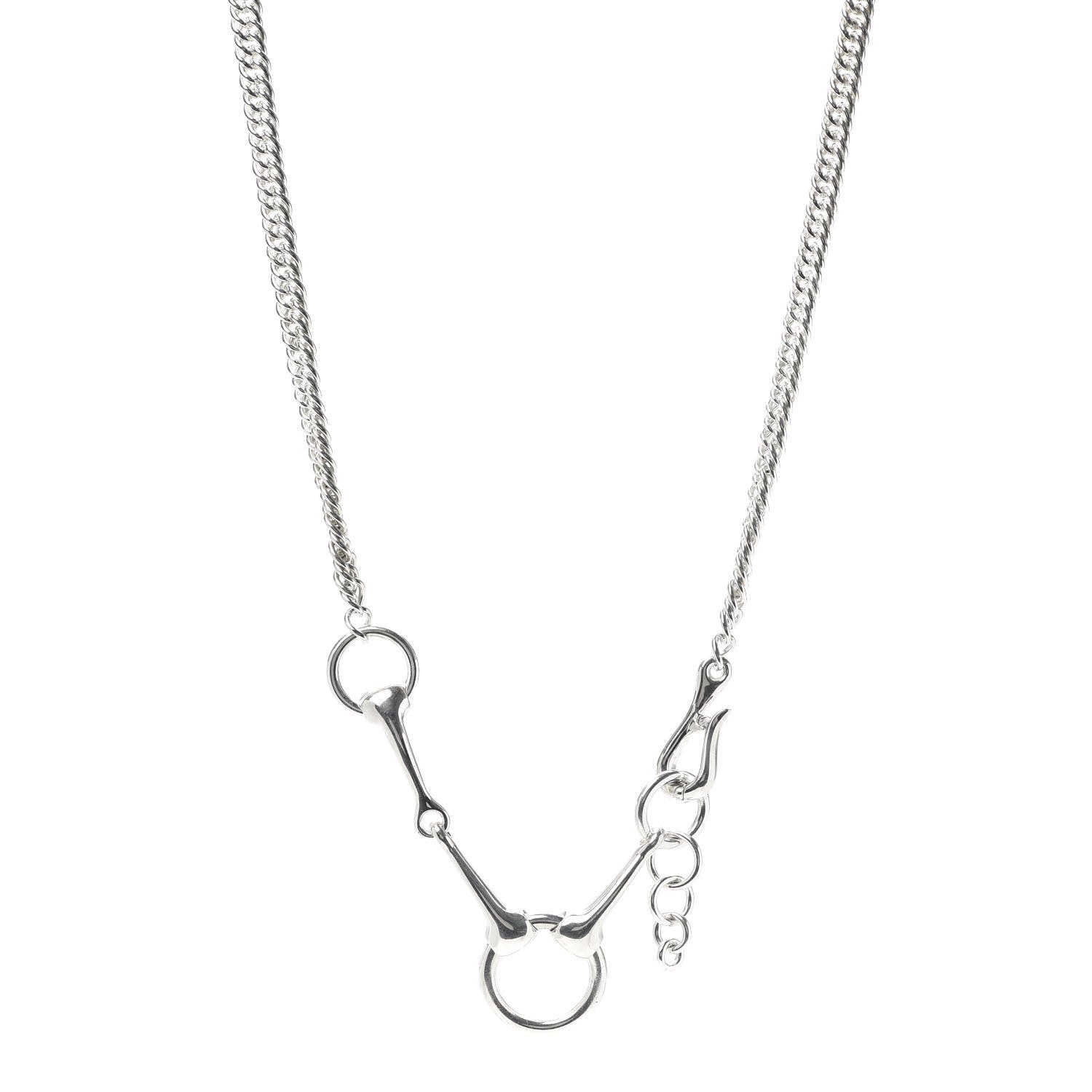 Hermes Sterling Silver GM Galop Long Necklace 1 of 5