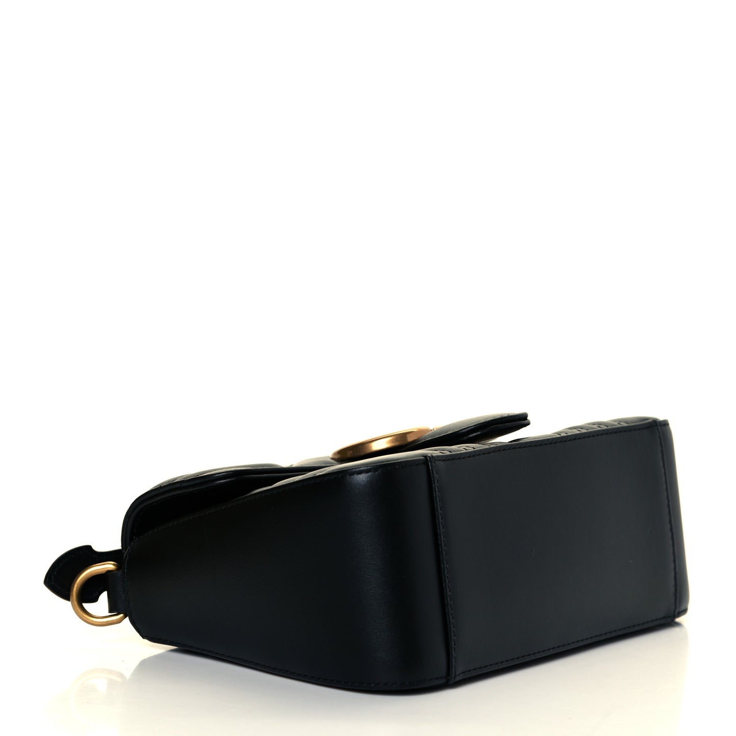 Calfskin Matelasse Mini GG Marmont Top Handle Shoulder Bag Black