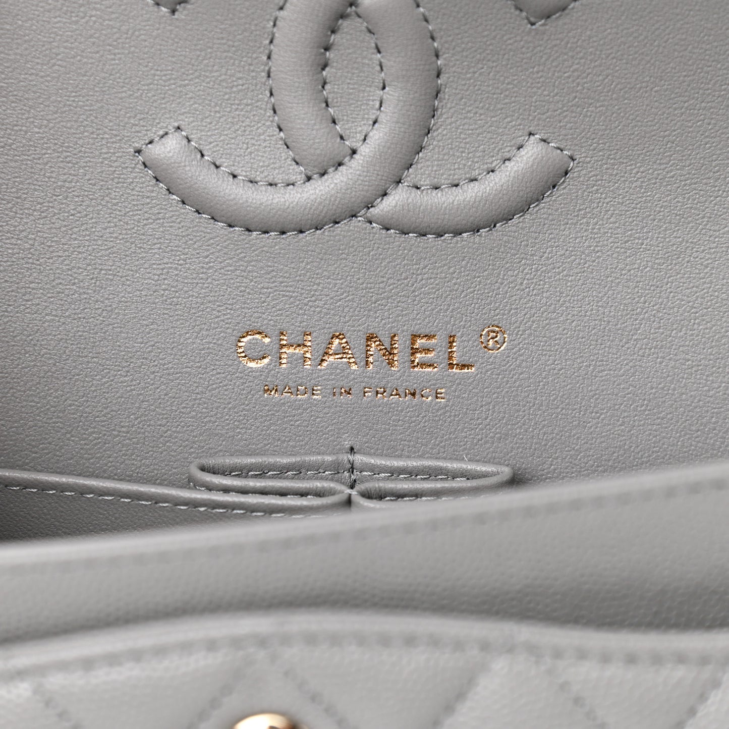 Caviar Quilted Small Double Flap Grey