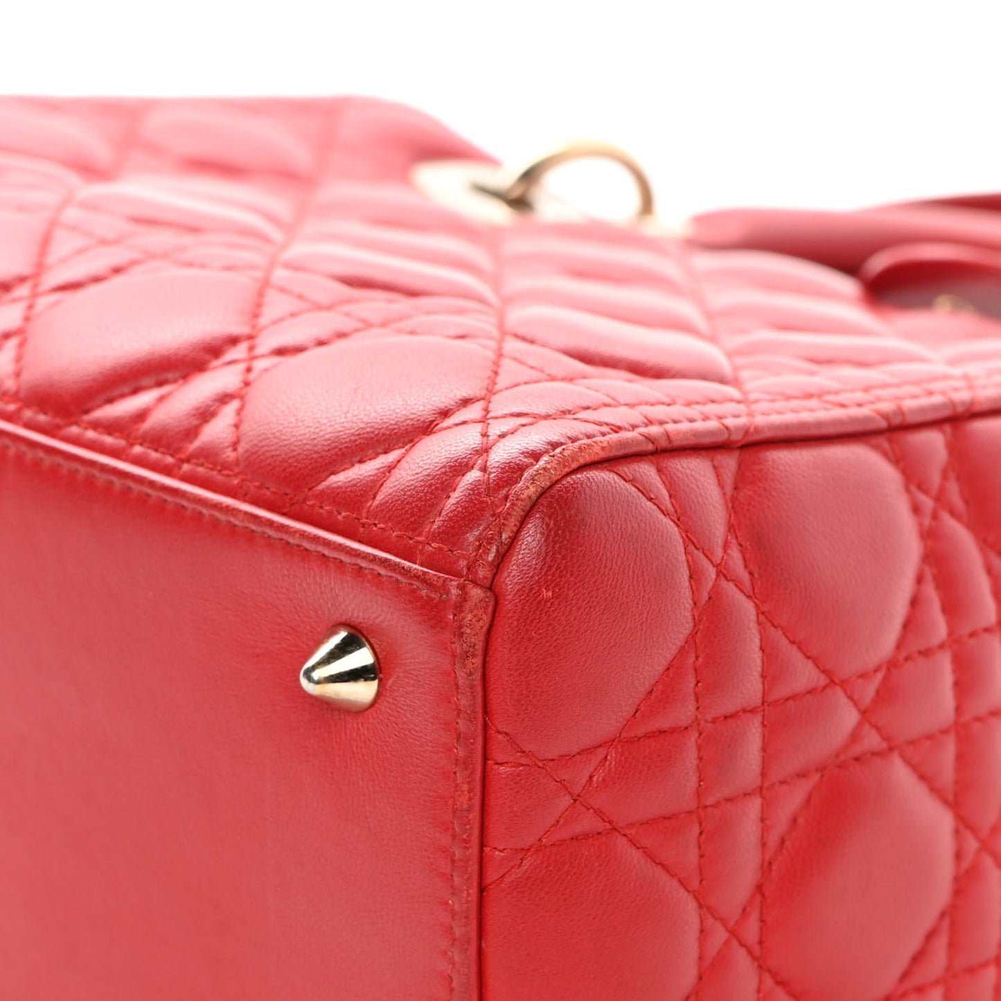 Lambskin Cannage Medium Lady Dior Red