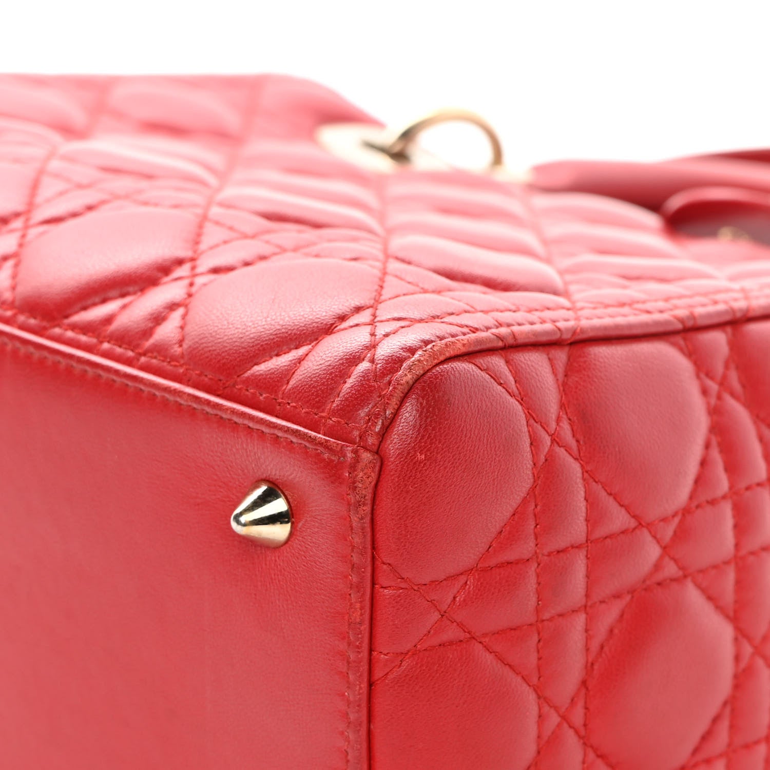 Christian Dior Lambskin Cannage Medium Lady Dior Red 10 of 18