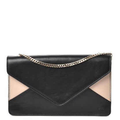 Chloe Calfskin Patchwork Chain Wallet Black Beige 1 of 7