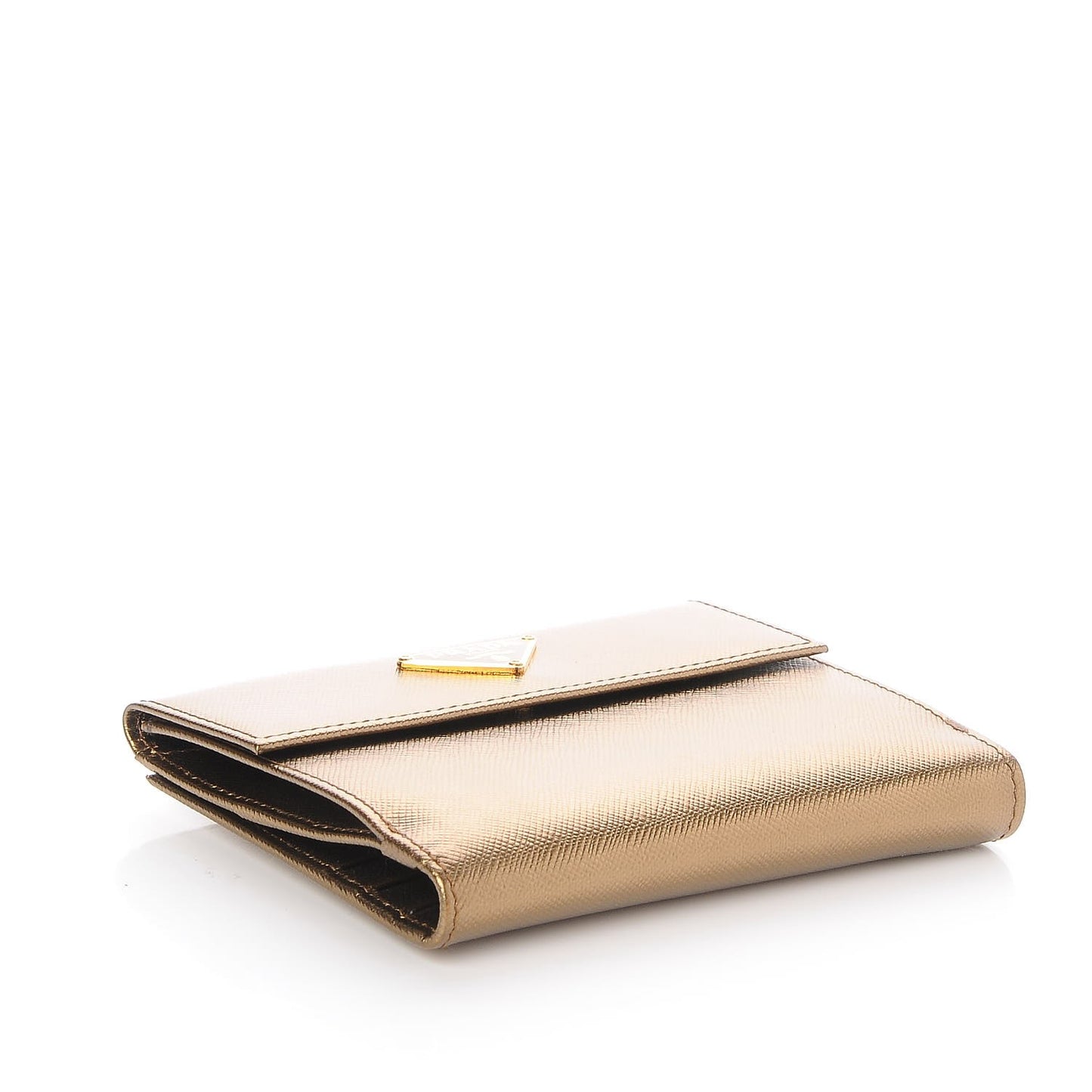 Saffiano French Flap Compact Wallet Bronzo