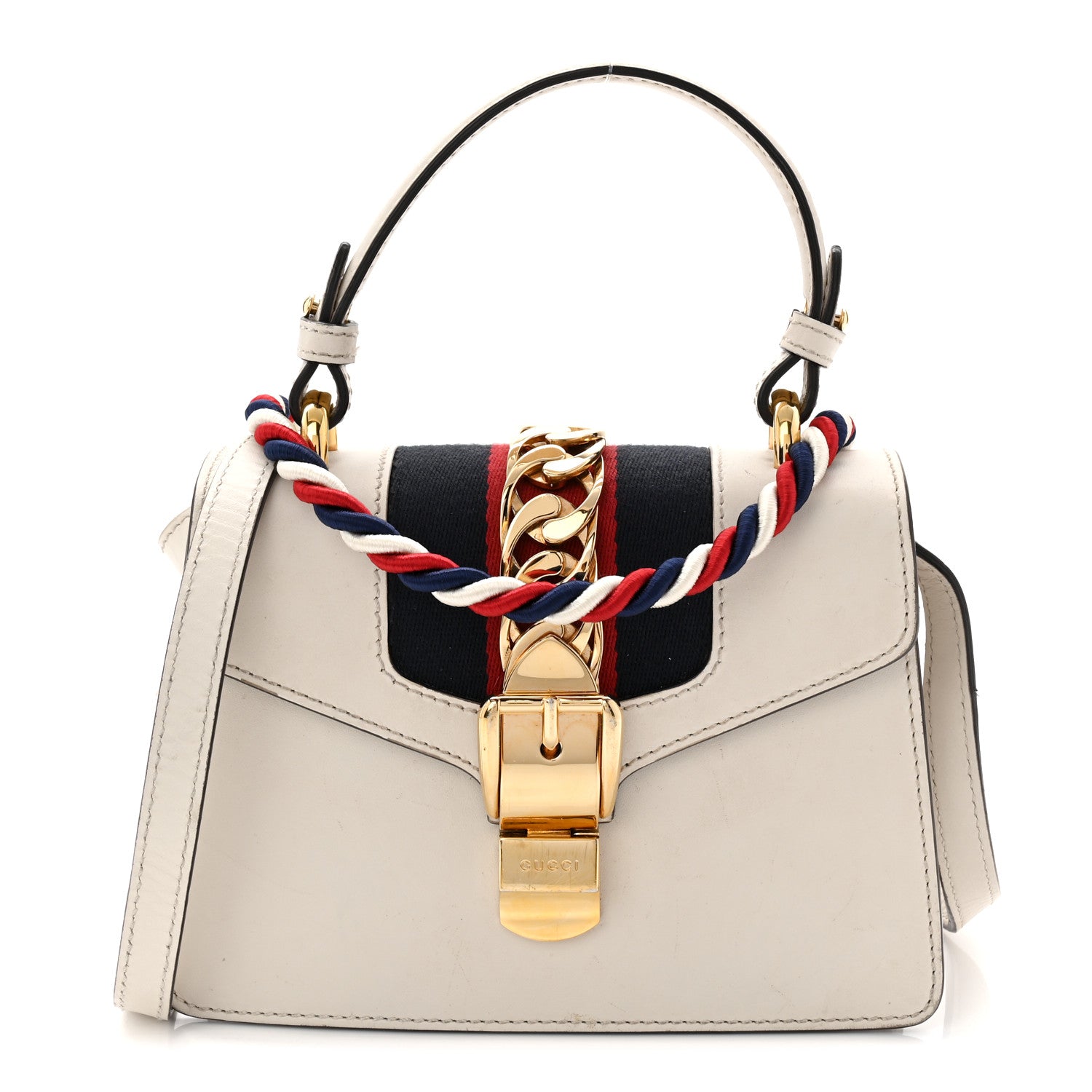 Gucci Calfskin Mini Sylvie Top Handle Bag White 1 of 12