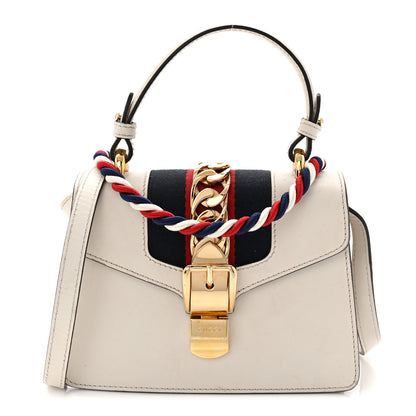 Gucci Calfskin Mini Sylvie Top Handle Bag White 1 of 12