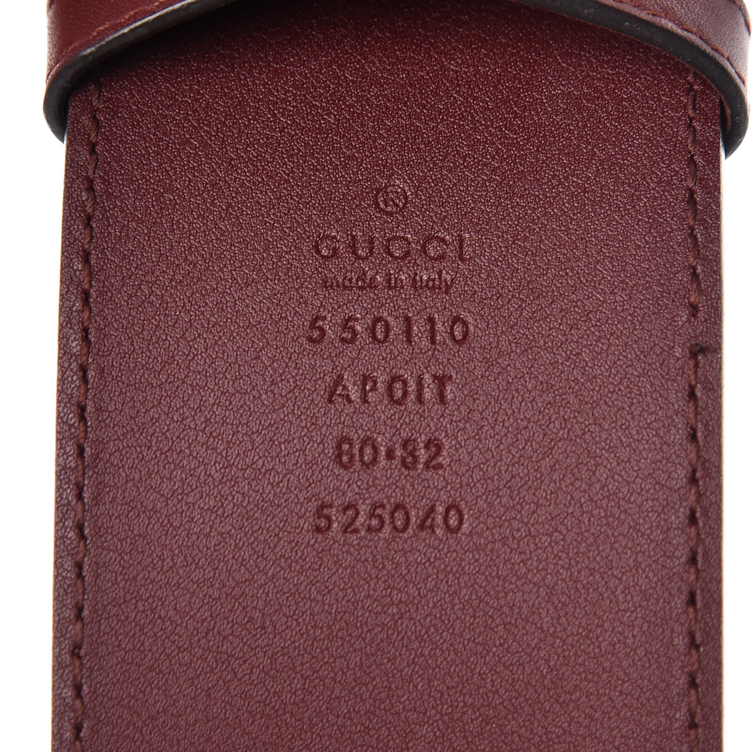 Gucci Calfskin Crystal Double G 55mm Belt 80 32 Burgundy 4 of 7