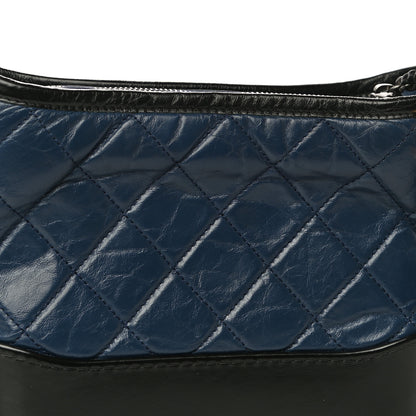 Chanel Aged Calfskin Quilted Small Gabrielle Hobo Navy Black 12 of 19
