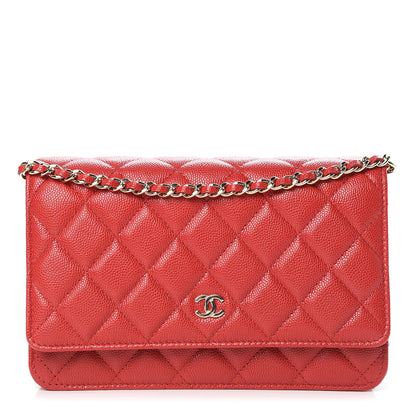 Chanel Caviar Quilted Wallet on Chain WOC Red 1 of 11