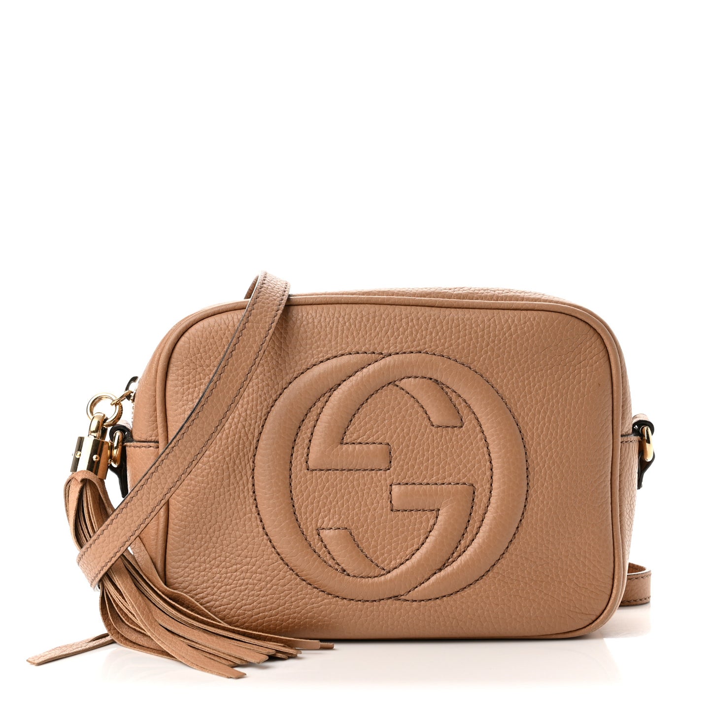 Pebbled Calfskin Small Soho Disco Bag Rose Beige