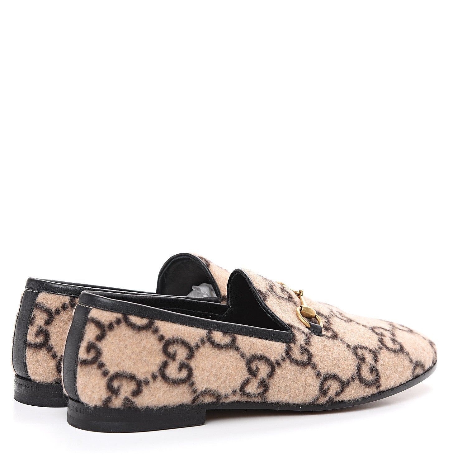 Gucci Covered Wool GG Monogram Womens Jordaan Loafers 38.5 Beige Ebony Black 4 of 9
