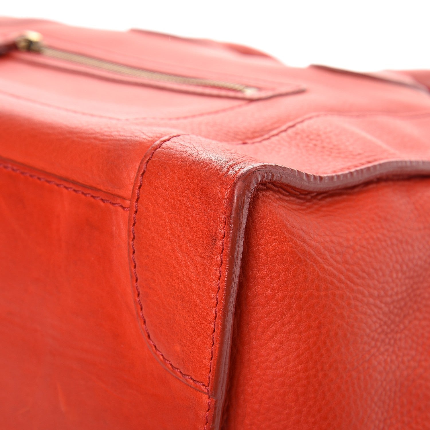 Celine Drummed Calfskin Mini Luggage Vermillion 15 of 15