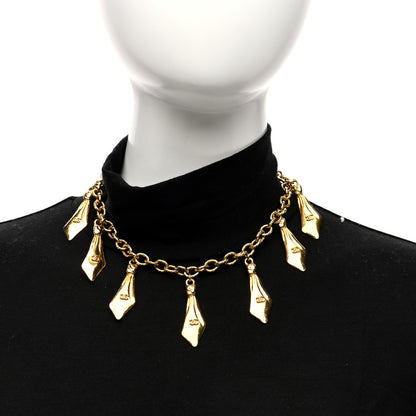 Chanel Metal CC Neck Tie Charm Necklace Gold 2 of 4