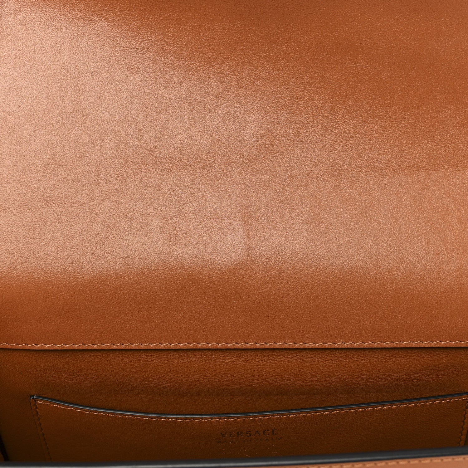 Versace Grained Calfskin Virtus Shoulder Bag Brown 11 of 14