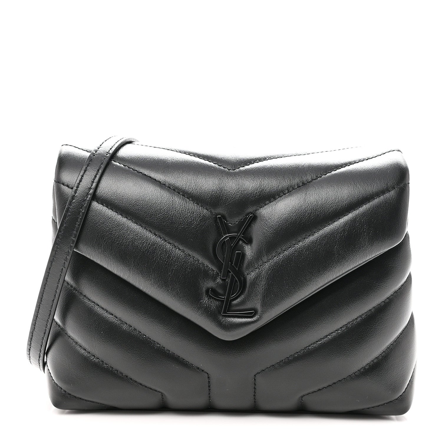 Saint Laurent Calfskin Y Quilted Monogram Monochrome Toy Loulou Crossbody Bag Black 1 of 11