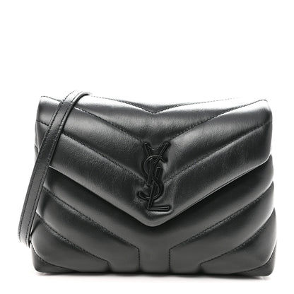 Saint Laurent Calfskin Y Quilted Monogram Monochrome Toy Loulou Crossbody Bag Black 1 of 11