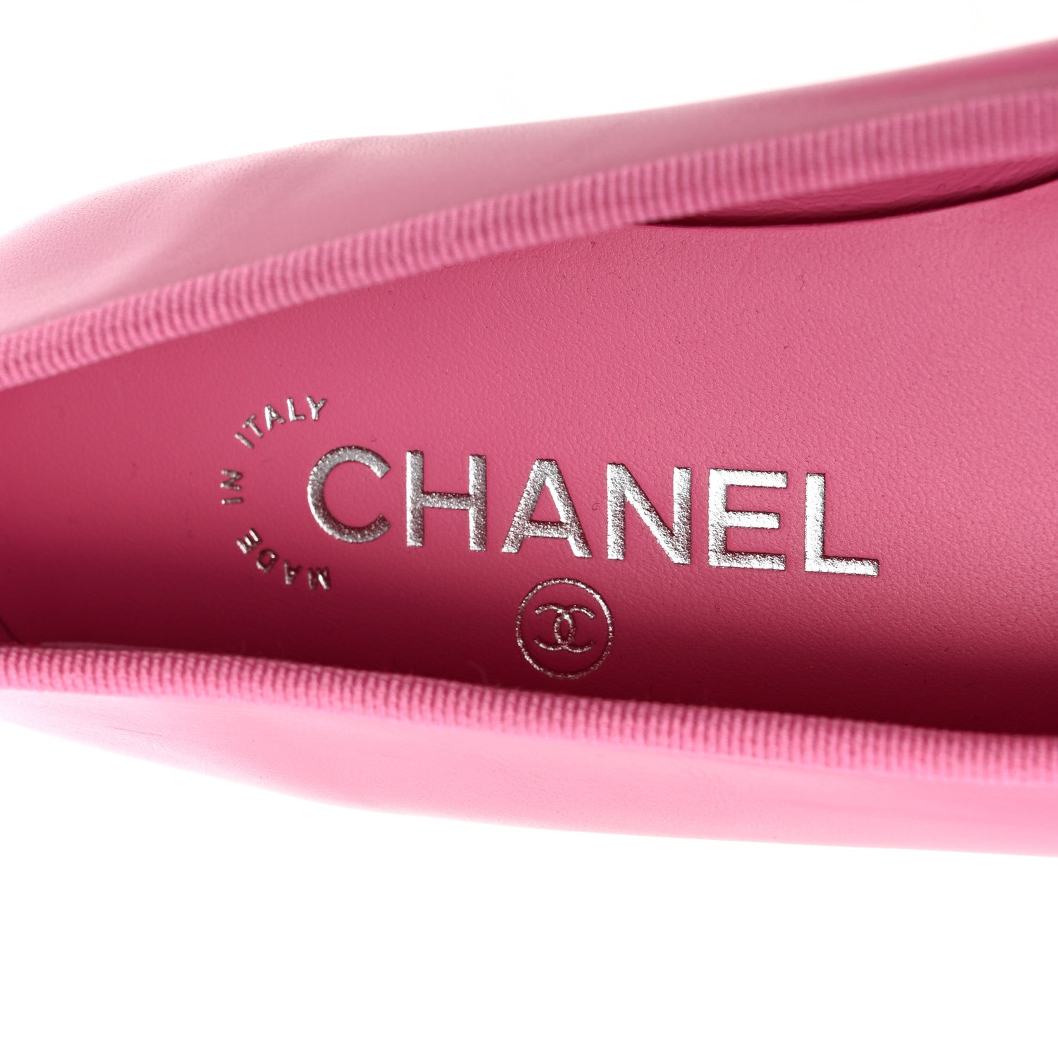 Chanel Lambskin Grosgrain Cap Toe CC Ballerina Flats 37.5 Pink Black 7 of 11
