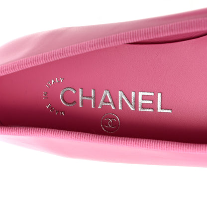 Chanel Lambskin Grosgrain Cap Toe CC Ballerina Flats 37.5 Pink Black 7 of 11