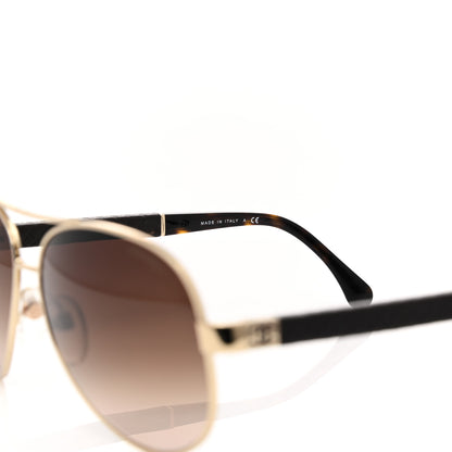 Chanel Lambskin Quilted CC Aviator Sunglasses 4195-Q Brown Gold 6 of 7