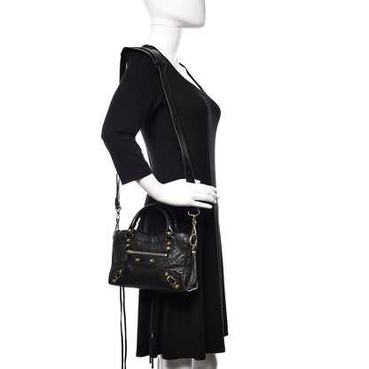 Balenciaga Agneau Stadio Laser Cut Cross Classic Gold Hardware Mini City Black 2 of 10