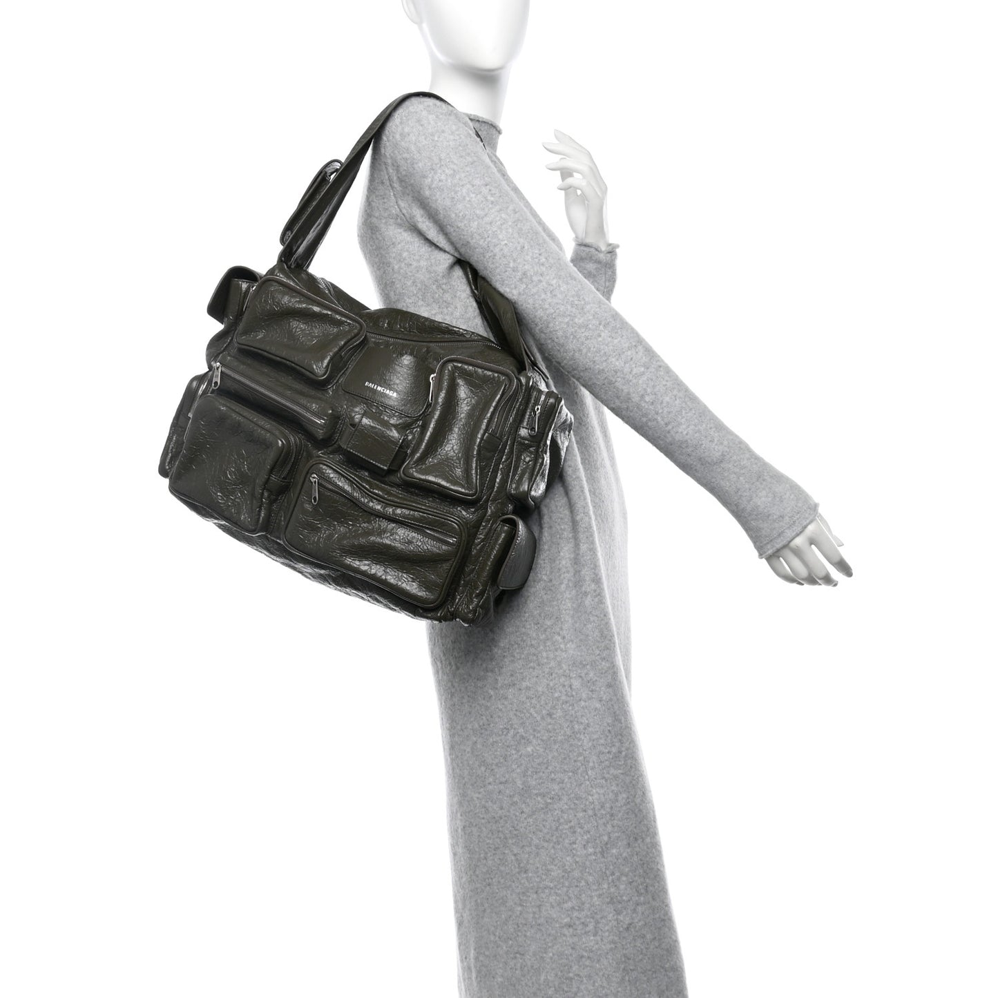 Agneau Arena Superbusy Large Sling Zip Shoulder Bag Khaki