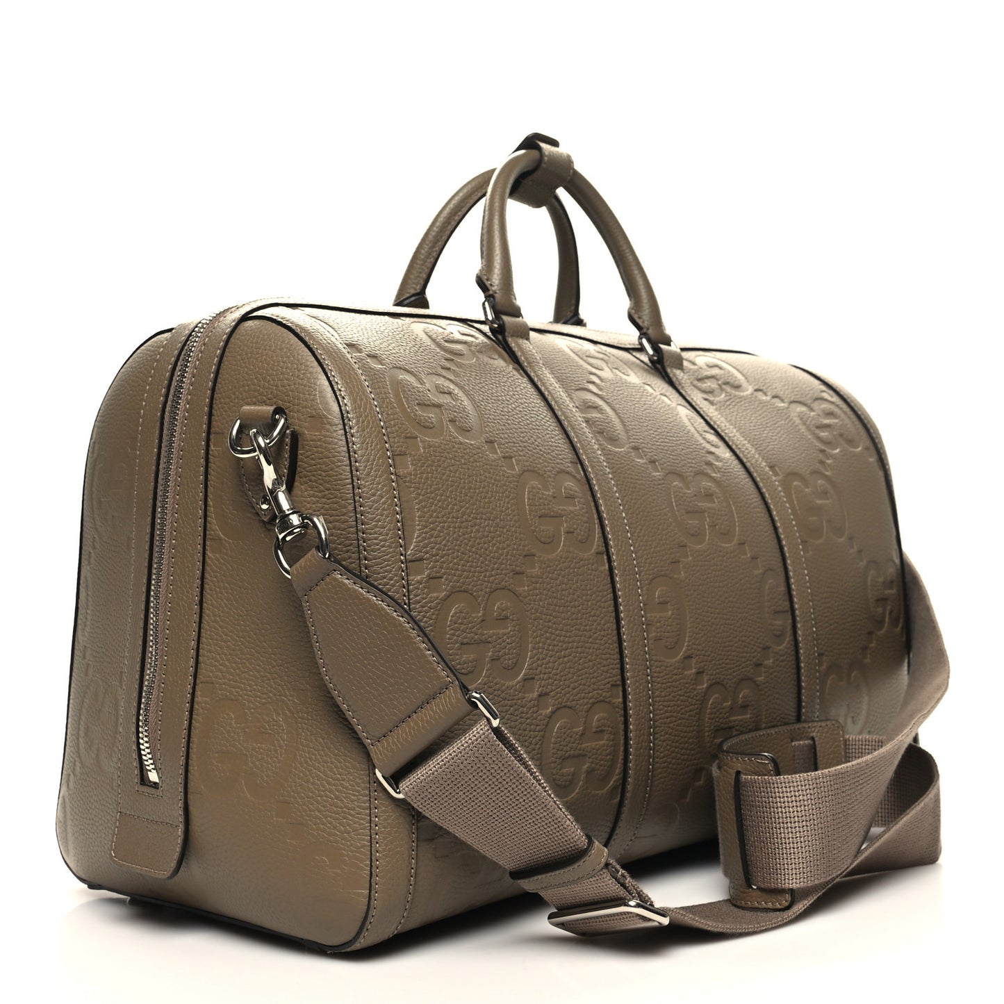 Piuma Calfskin Jumbo GG Embossed Large Duffle Bag Good Taupe