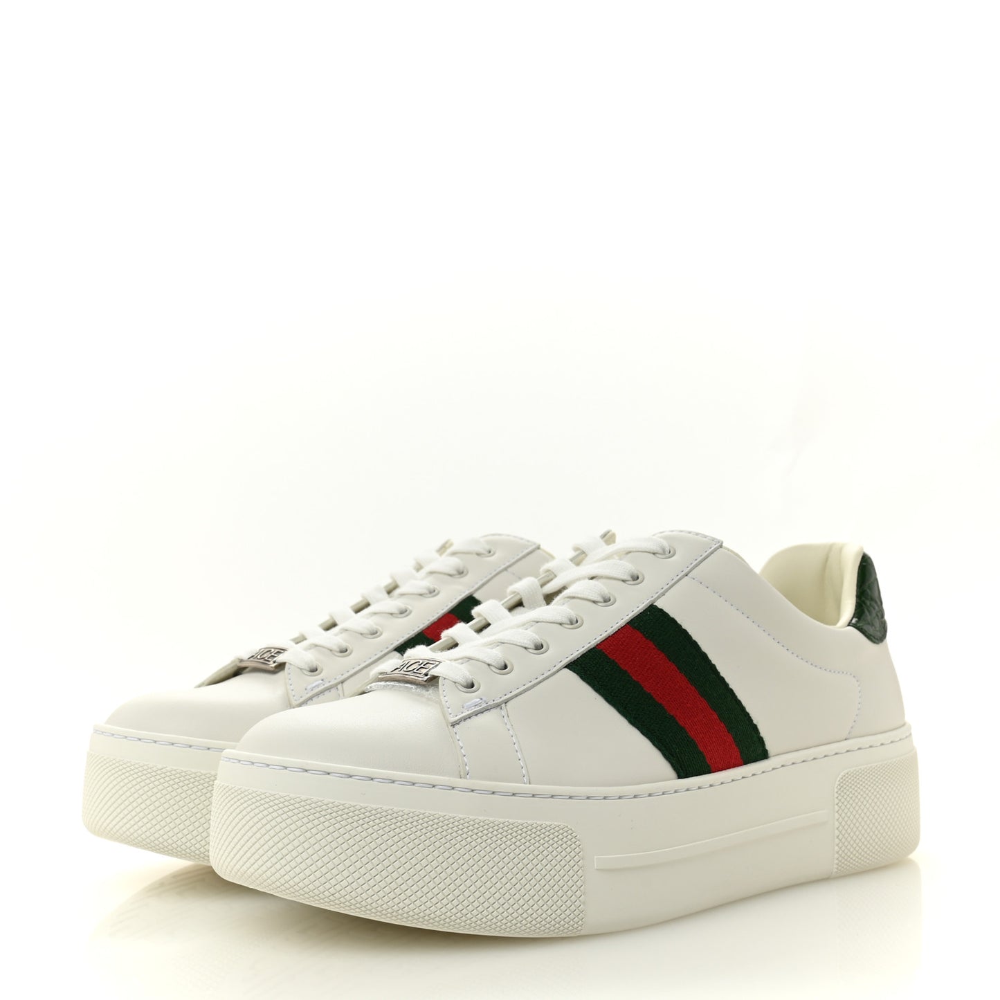 Ultralight Plume Calfskin Web Womens Ace Platform Sneakers 39.5 White