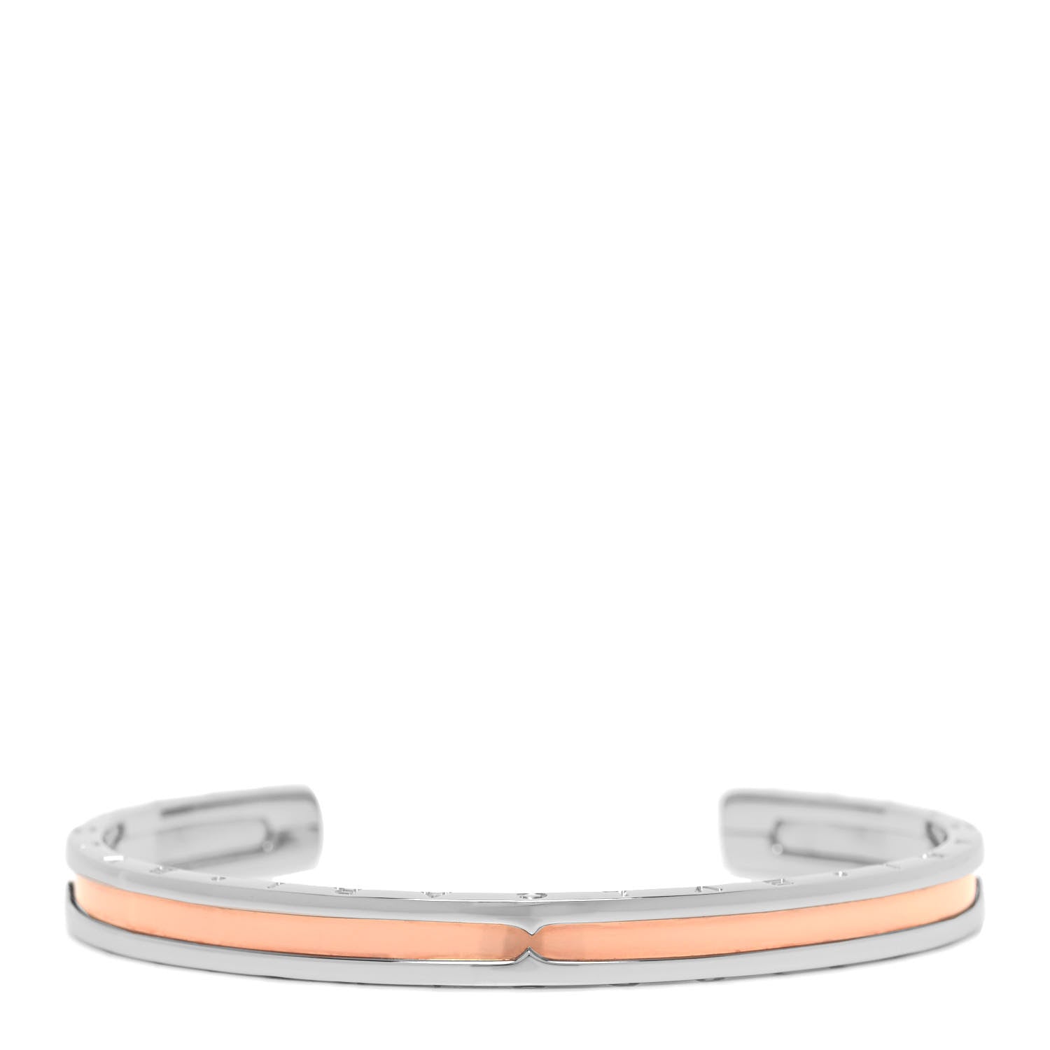 Bulgari 18K Rose Gold Stainless Steel B.Zero1 Cuff Bracelet SM 1 of 4