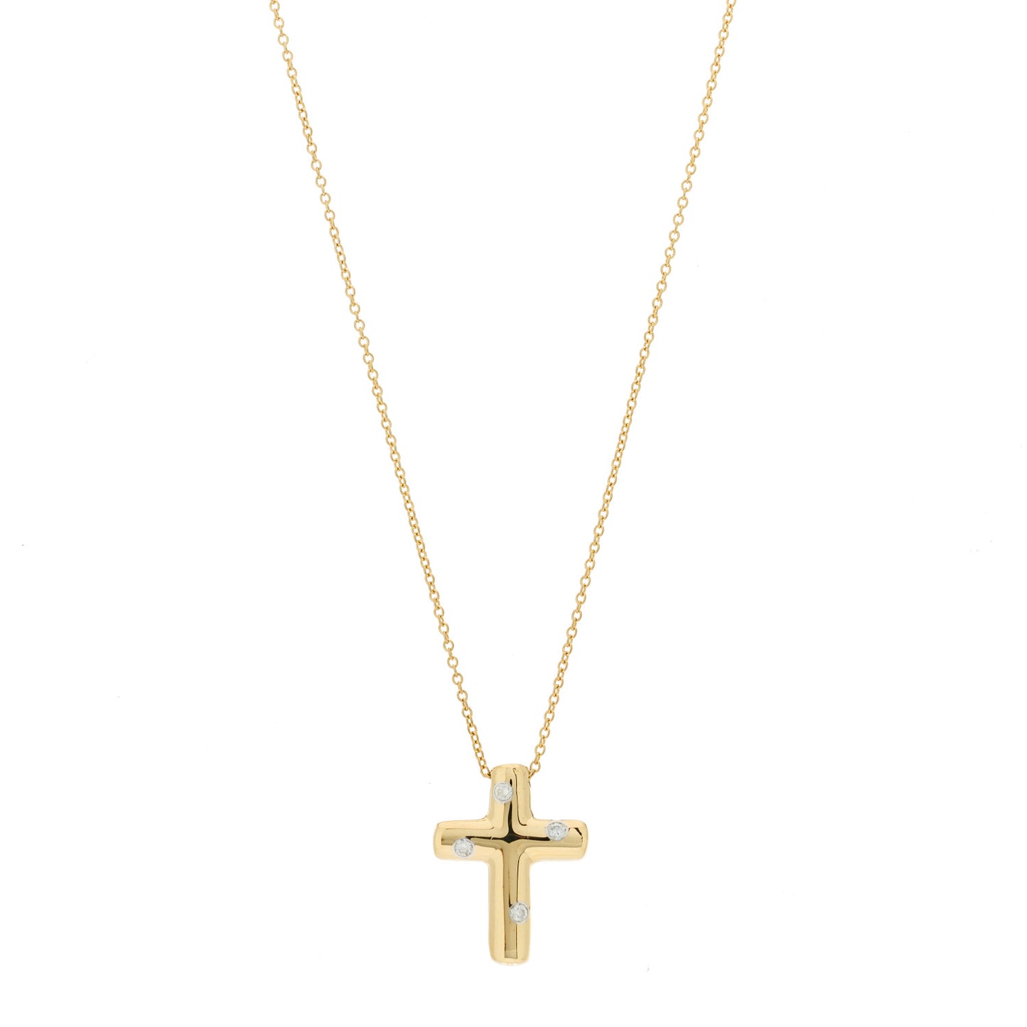 18K Yellow Gold Diamond Etoile Cross Pendant Necklace