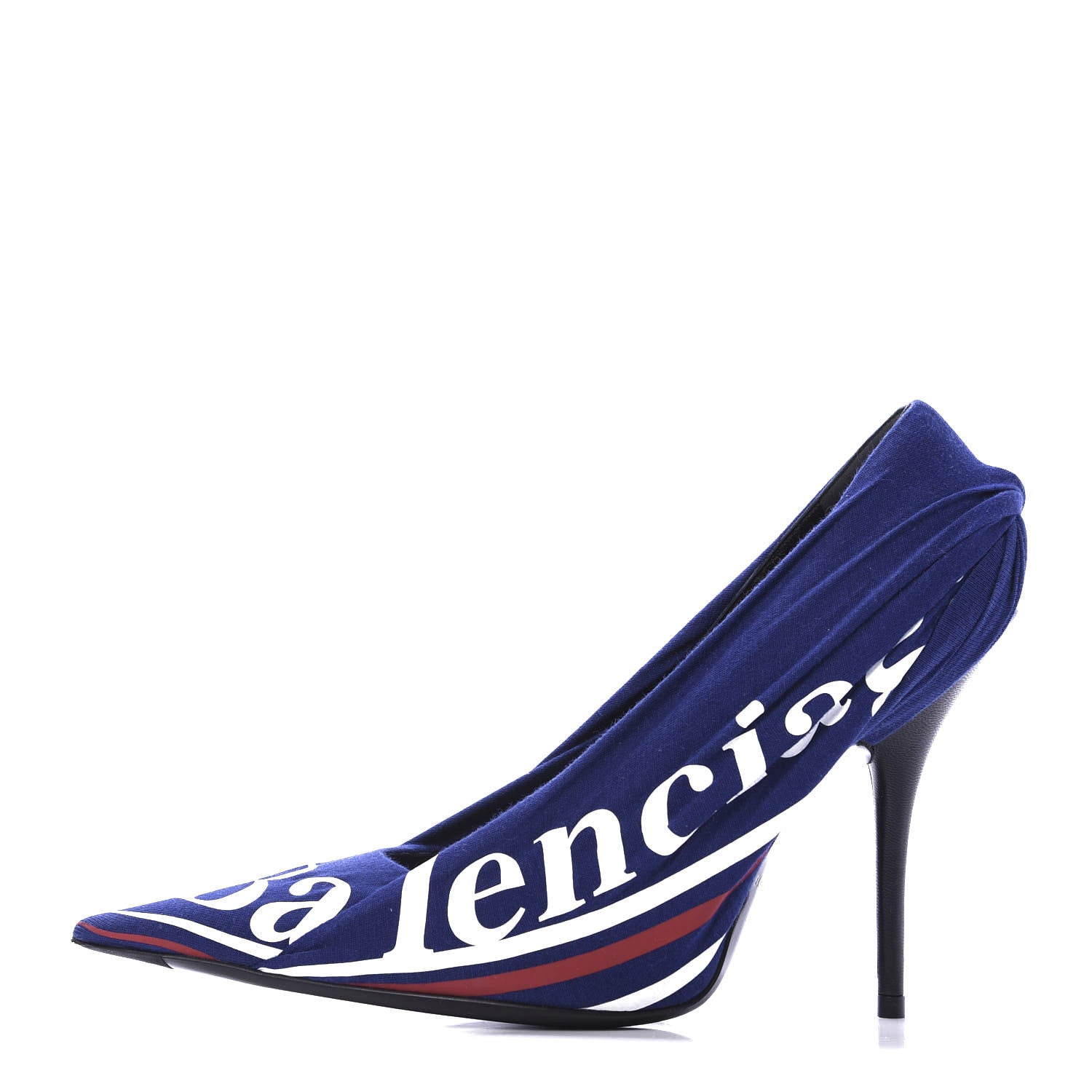 Balenciaga Jersey Crepe Political Campaign Logo Knife 115 Pointed Pumps 37 Blue 1 of 10