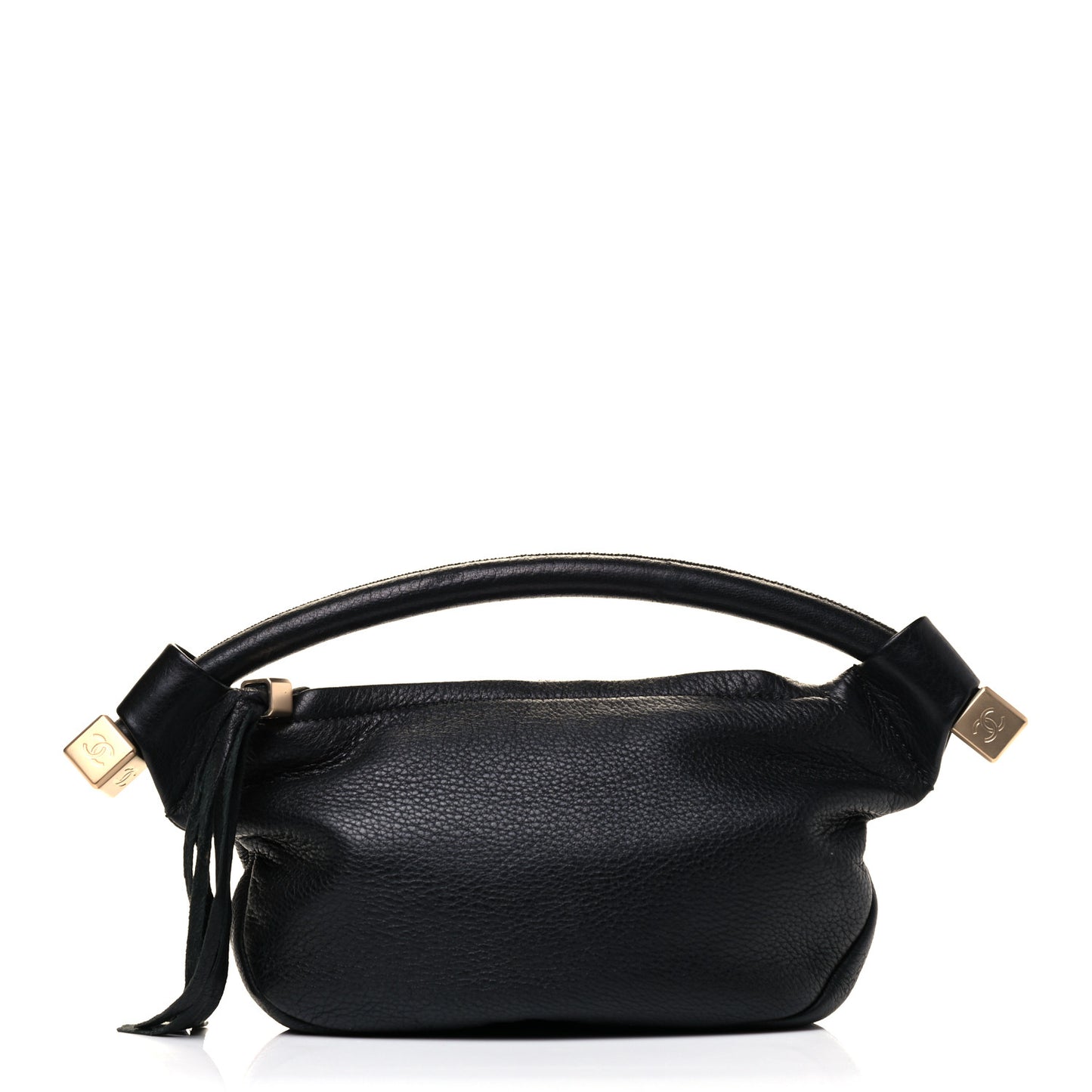 Grained Calfskin Tassel Hobo Black