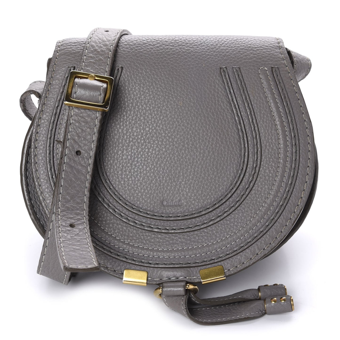 Calfskin Mini Marcie Round Crossbody Bag Cashmere Grey
