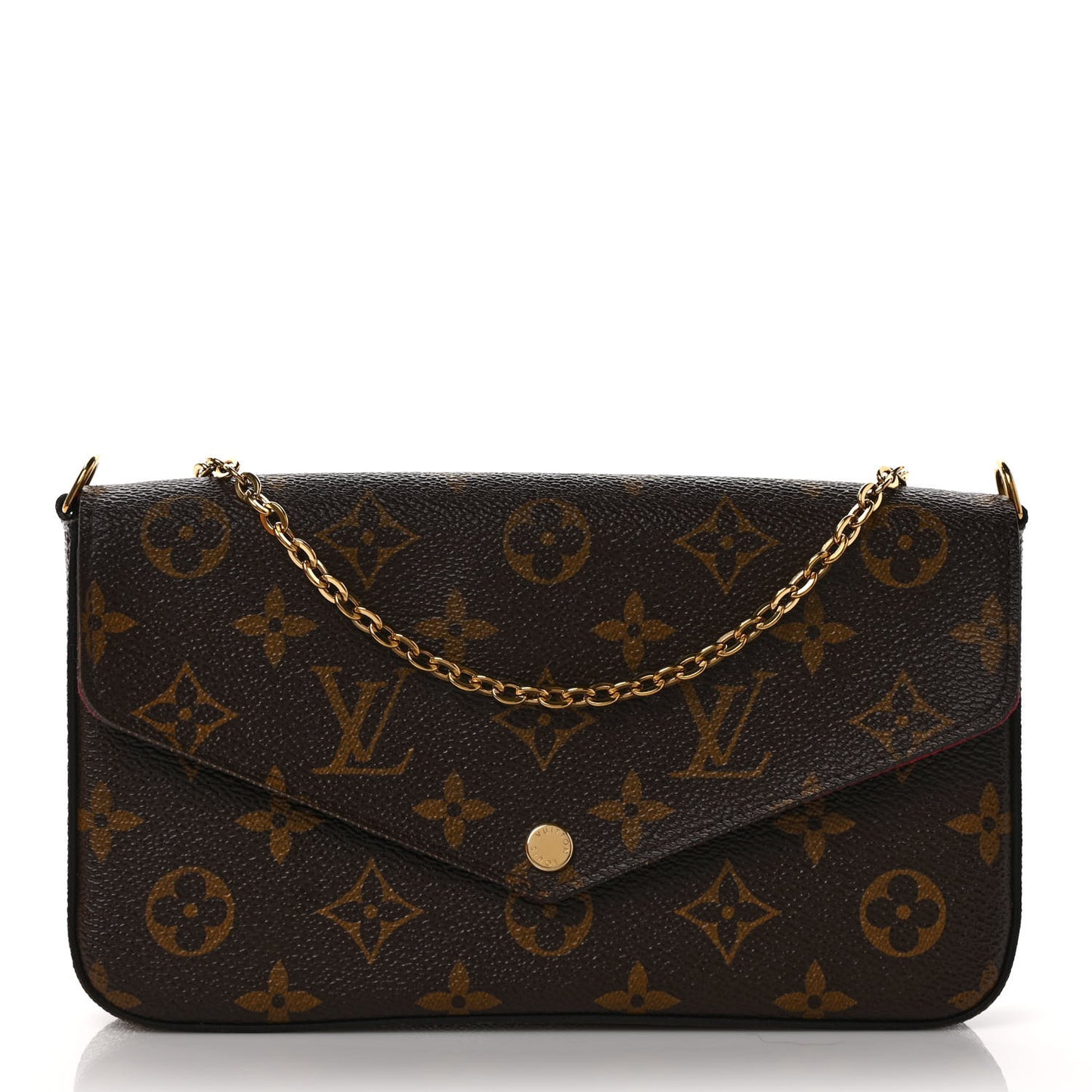 Monogram Pochette Felicie Chain Wallet Fuchsia