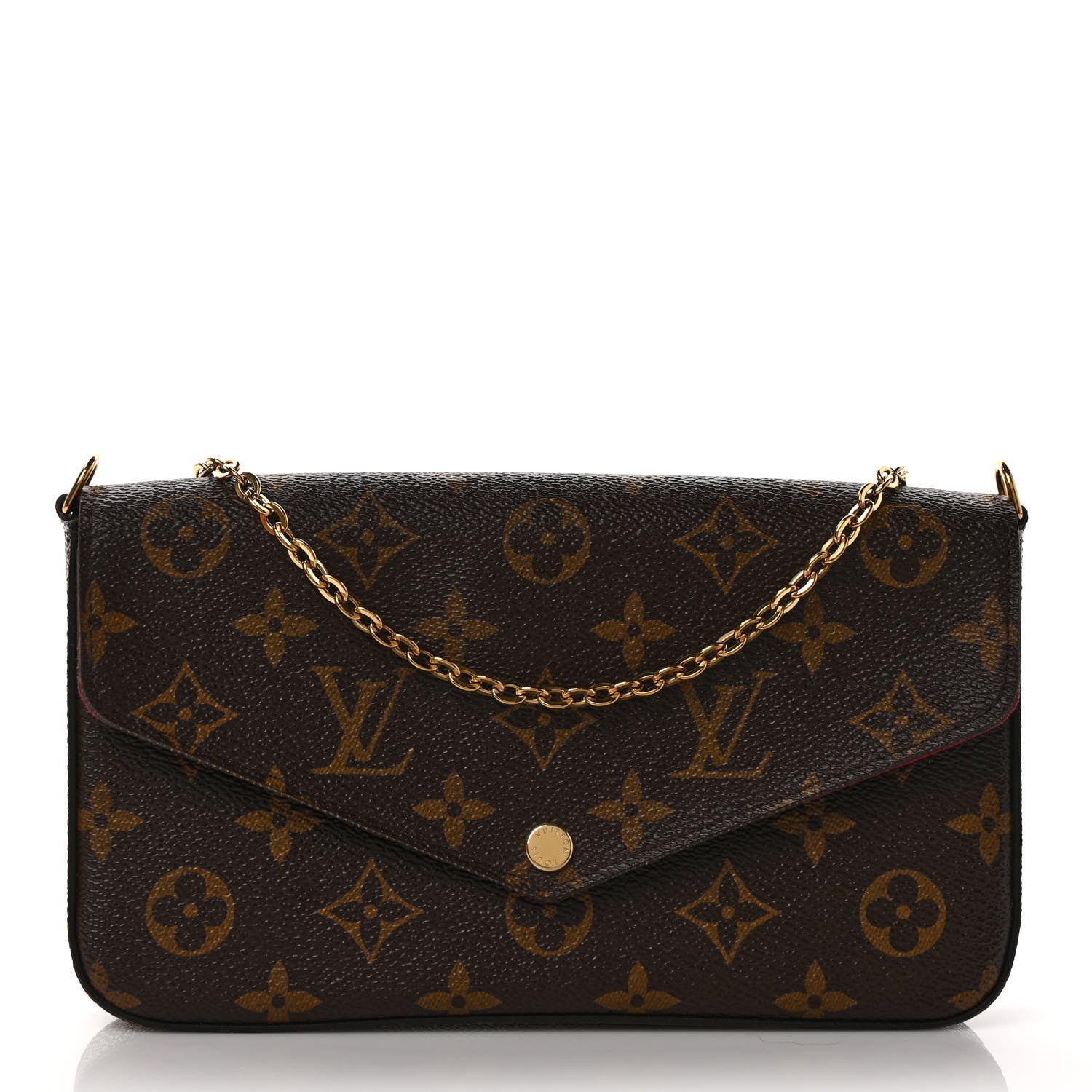 Louis Vuitton Monogram Pochette Felicie Chain Wallet Fuchsia 3 of 11