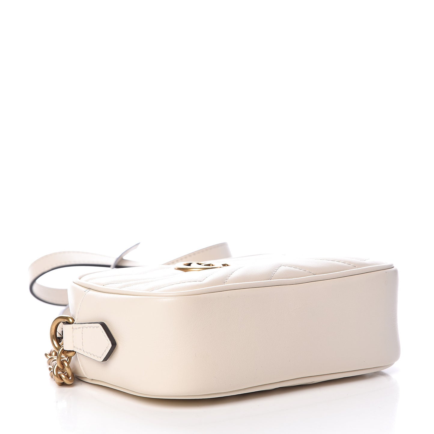 Calfskin Matelasse Mini GG Marmont Chain Shoulder Bag White