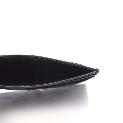 Saint Laurent Grain De Poudre Matelasse Chevron Monogram Credit Card Case Black 5 of 6